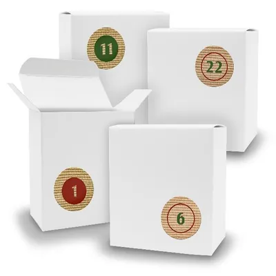 Produktbild von Adventskalender zum Füllen 24x Quader WEISS + Sticker V07 Z10