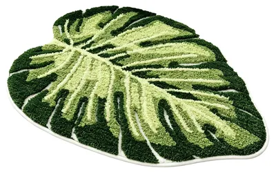 Produktbild von Omgoods - Badmatte in Form eines Monstera-Blattes, 50 x 80 cm, weich und saugfähig