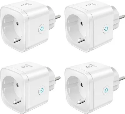 Obrázek produktu pro Sada chytrých zásuvek s měřičem spotřeby energie – hlasové ovládání – časovač – kompatibilní s Alexou a Google Assistant – balení po 4 kusech