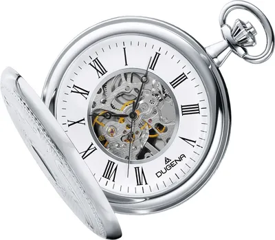 Produktbild von Dugena 4460637-1 Taschenuhr Savonette mit Kette Mechanisch Uhr silber