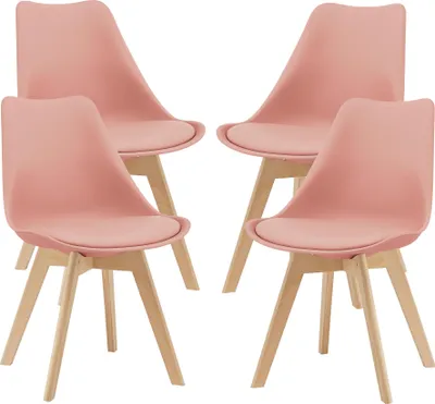 Produktbild von Esszimmerstuhl ’Fläten’ 4er Set Polsterstuhl Kunstleder Rosé