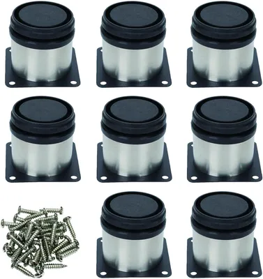 Produktbild von Verstellbare Möbelfüße Set mit 8 runden Metallbeinen und Schrauben für DIY-Ersatzmöbelbeine