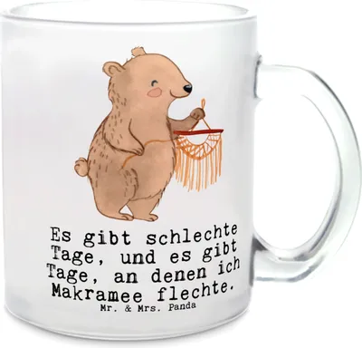 Produktbild von Mr. & Mrs. Panda Tee Tasse Bär Makramee - Transparent - Geschenk, Basteln mit, Häferl, Trinkglas, Haferl, Teeglas, Teetasse
