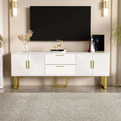Produktbild von 170 x 40 x 63,5 cm - Weiß, Hochglanz - TV-Schrank - Mit vier Türen und zwei Schubladen