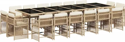 Produktbild von vidaXL 17-tlg. Garten-Essgruppe mit Kissen Beige Poly Rattan