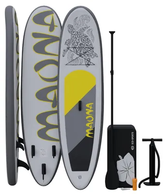 Produktbild von Stand Up Paddle-Board MAONA Grau SUP Board Komplettset 308 cm Länge Alu-Paddel Luftpumpe Tragetasche 120 kg