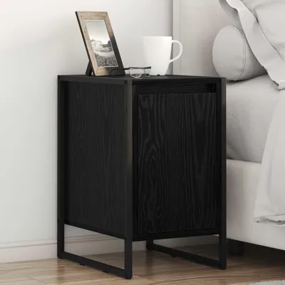 Immagine prodotto di vidaXL Comodino look rovere nero 39,5 x 30 x 50 cm Materiale a base di legno