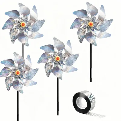 Produktbild von Reflektierende Windmühlen 5 Stück, Gartendekoration, Vogelabwehr, Taubenabwehr, für Garten