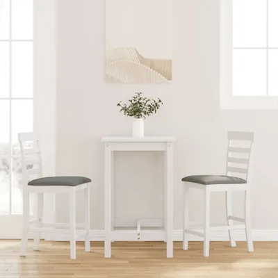 Imagen del producto de Maison Exclusive: Juego de 2 taburetes con cojín, color blanco, madera maciza de goma