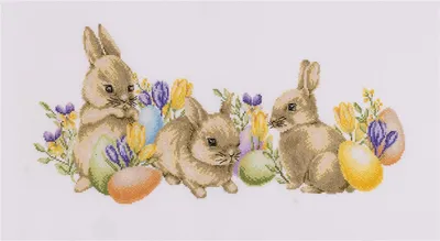 Immagine prodotto di Confezione da ricamo a punto croce "Coniglietto di Pasqua Aida", schema per il conteggio, 50x25cm