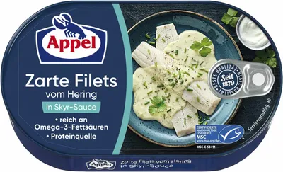 Immagine prodotto di Filetti di aringa tenera Appel in salsa skyr (barattolo da 190 g)