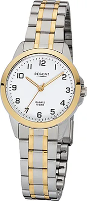 Produktbild von Regent Damen Armbanduhr F-1006 Edelstahl gold plattiert