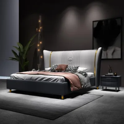 Produktbild von Luxus Bett Holz Polsterbett Schlafzimmer 180x200cm Doppelbett Hotel Neu