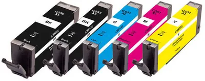 Produktbild von Peach Multipack 5 Tintenpatronen Tinte Canon Drucker C550 XL / C551 XL Neu