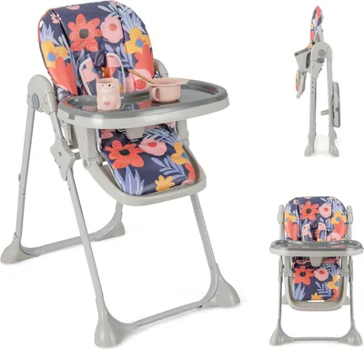 Produktbild von COSTWAY 6 in 1 Babyhochstuhl umwandelbar, klappbarer Hochstuhl höhenverstellbar mit Liegefunktionen, Rollen (Bunt)