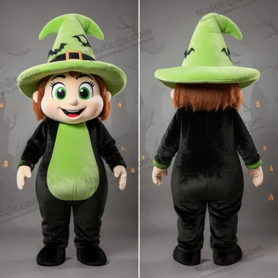 Imagen del producto de Gorro MASTICOT de bruja verde lima con forma redondeada - Mascota de personaje