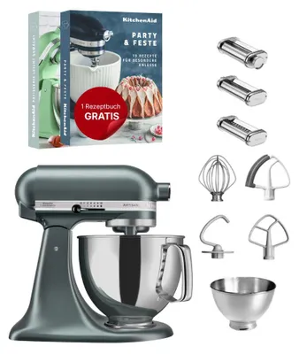 Produktbild von KitchenAid 4,8 L 5KSM175 Artisan Küchenmaschine Pastalover mit Nudelwalzen 3er- Set Juniper