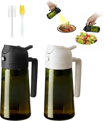Productafbeelding van Famanu 2-in-1 Olievernevelaar Set – 470 ml, spuitfles met UV-bescherming, BPA-vrij, geschikt voor airfryers, barbecues en salades