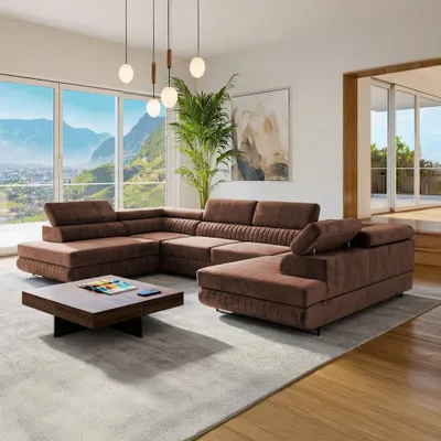 Produktbild von U-Form Ecksofa Magnum U mit Schlaffunktion und 2 Bettkästen – in Dunkelbraun