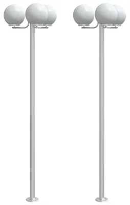 Image de vidaXL Lampes d'allée 2 pcs. argent 215 cm acier inoxydable