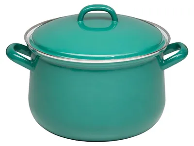 Produktbild von RIESS 0608-111 Fleischtopf mit Deckel 20 cm, 3,5 L, Emaille, Nature Green - Dark