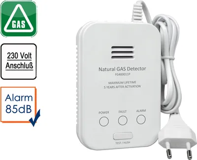 Produktbild von Gasmelder für Methan Gaswarnmelder mit Zuleitung & 85dB Alarm - Gasdetektor