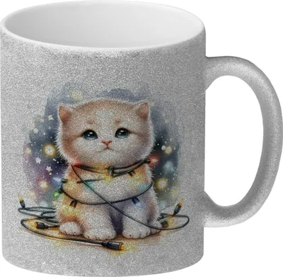 Produktbild von Kätzchen Glitzer-Kaffeebecher