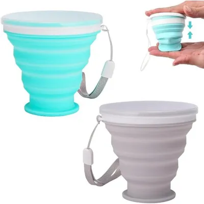 Produktbild von Set von 2 faltbaren Reiseflaschen, 200 ml, ideal für Camping, Picknick und Wandern