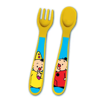 Image de Couverts en plastique jaune Bumba 2 pièces
