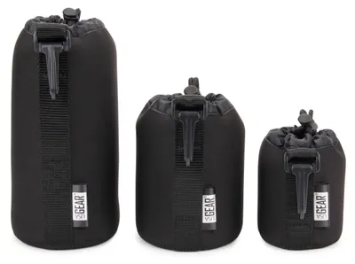 Produktbild von Neopren Objektivtaschen Set, 3 Größen, für Objektive bis 70-300mm, mit Kordelzug und Gürtelöse