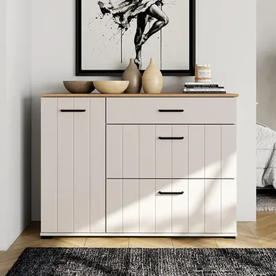 Immagine prodotto di Paro - Credenza, 117x40x86h cm Bianco Crema, 2 Ripiani