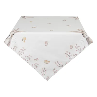 Produktbild von Clayre & Eef Tischdecke 130x180 cm Weiß Braun Baumwolle Kaninchen