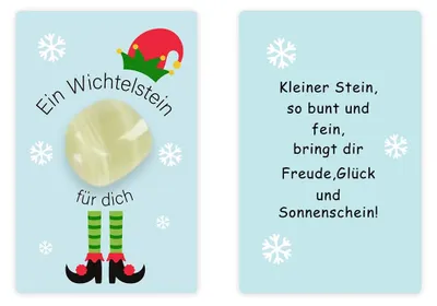 Wichtelstein magisch mit Karte, Glücksbringer, 5 Stück