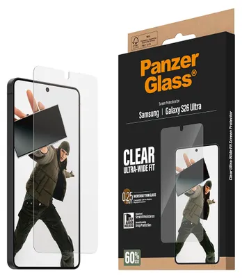 Obrázek produktu pro PanzerGlass ® Screen Protector Samsung Galaxy S26 Ultra | Ultra-Wide Fit w. EasyAligner, Samsung, Samsung - Galaxy S26 Ultra, Aplikace nasucho, Odolné proti poškrábání, Odolný proti nárazům, Průhledná, 1 kusů