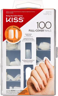 Immagine prodotto di Kiss Gellak 100 unghie a copertura totale - Unghie artificiali - 100 pezzi - Unghie finte - Trasparenti - Quadrate