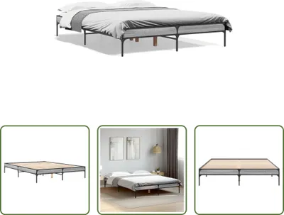 Produktbild von The Living Store Bettgestell Grau Sonoma 140x200 cm Holzwerkstoff und Metall