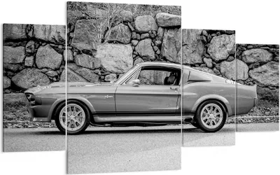 Produktbild von Bild auf Leinwand - Leinwandbild - 4 Teile - Auto Ford Mustang - 160x90cm - Wand Bild - Wanddeko - Wandbilder - Leinwanddruck - Bilder - Wanddekoration - Leinwand bilder - Wandbild - DL160x90-5011