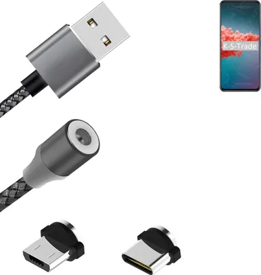 Produktbild von K-S-Trade Hochwertiges Magnet-Lade-kabel Sync-Kabel Daten-Kabel für Xiaomi Mi 10T mit USB-Typ-C-Anschluss und Micro-USB-Anschluss 2A bis zu 480mbps