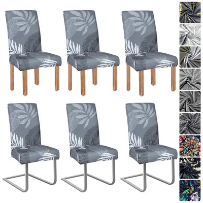 Image de Housses de chaise extensibles, lot de 6, housses pour chaises cantilever, housses élastiques, amovibles et lavables, pour restaurants, hôtels et salles de banquet (fiche A, 6 pièces)