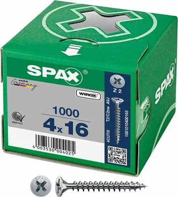 Image de SPAX® 1081010400165 SPAX® Universalschrauben Z2 Senkkopf WIROX 1081010400165 4 mm x 16 mm, 1000 St.