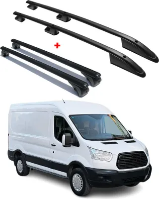 Image de Kit Barres de toit pour Ford Transit 2014-2024 Alu Noir L2 Empattement Moyen 4x