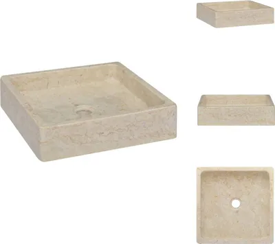 Produktbild von vidaXL Waschbecken Creme 40x40x10 cm Marmor -  Badezimmer-Waschbecken