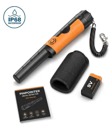 Obrázek produktu pro Ruční detektor kovů - Pinpointer OTMD12 - Vodotěsný (IP68) - Detekce ve všech směrech (360°) - Vysoká citlivost - 2 alarmové režimy - Napájený bateriemi - Hnědá barva