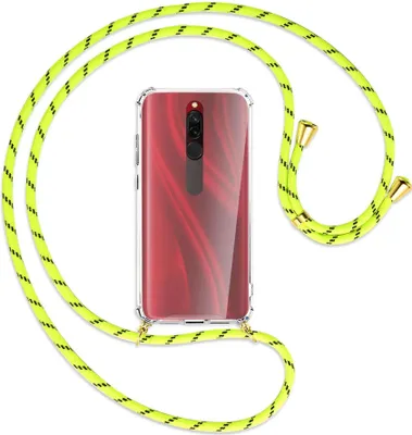 Produktbild von Handykette Backcover-Schutzhülle mit Band (Metall goldfarben) für Xiaomi Redmi 8 - neongelb