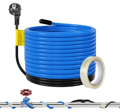 Zdjęcie produktu dla Grzejnik elektryczny Peviasot, 18 metrów, 306W, z termostatem, IP68, grzejnik do rur, kabel przeciwzamrożeniowy do instalacji wodociągowych, w zestawie taśma o długości 20 metrów