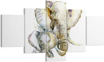Produktbild von Bild auf Leinwand - Leinwandbild - Elefanten tier safari afrika - 125x70cm - Wand Bild - Wanddeko - Leinwanddruck - Bilder - Kunstdruck - Wanddekoration - Leinwand bilder - Wandkunst - EA125x70-2884