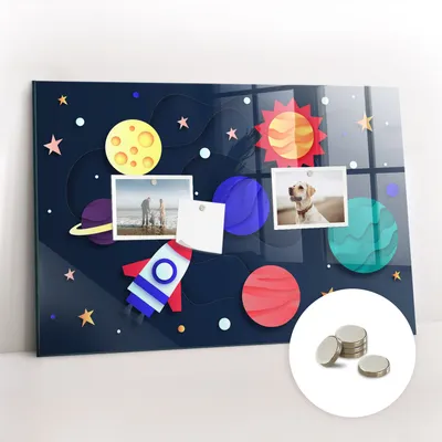 Obrázok produktu pre Magnetická tabuľa na stenu - Memo Tabuľa Sklenená - vrátane 5 magnetov - 60x40 cm - Detský priestor