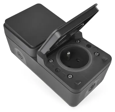 Zdjęcie produktu dla EMOS Szare wodoodporne gniazdo + przełącznik AC nr 6 IP55 D730429