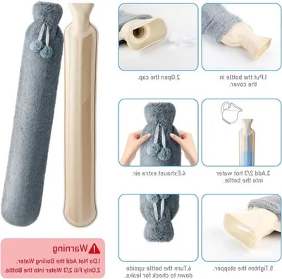 Große Wärmflasche von 2L mit weichem Plüschbezug, ideal bei Nacken- und Rückenschmerzen, Menstruationsschmerzen und zur