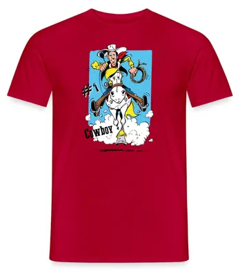 Produktbild von Spreadshirt Lucky Luke Cowboy mit Pferd Jolly Jumper Männer T-Shirt, L, Rot